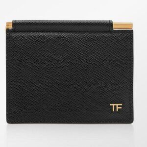 Tom Ford Small Grain Leather Folding Money Clip Cardholder